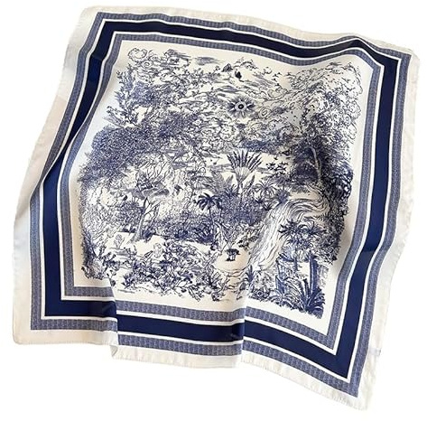 GIMIRO Foulard en Soie Polyester, 70 x 70 cm, Motifs Géométriques et Floraux, Style Élégant, Bandana pour Femmes