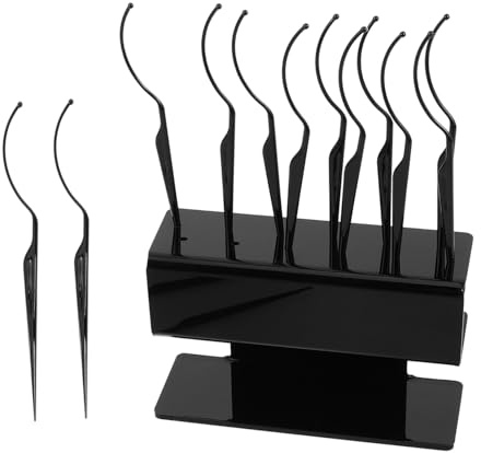 HAMPPLIES Schwarzer Wimpernverlängerungs displayhalter mit Gebogenen Sticks Falsche Wimpern Organizer und Ablage Lash Extension Präsentationsständer für Professionelles Styling und