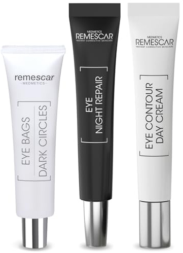 Remescar Hydrate & Repair Augenpflege Set – Tagescreme + Nacht Reparatur Creme für Augenkontur – Reduziert Augenringe Tränensäcke Krähenfüße – Feuchtigkeit Straffung Anti-Aging Augenpflege
