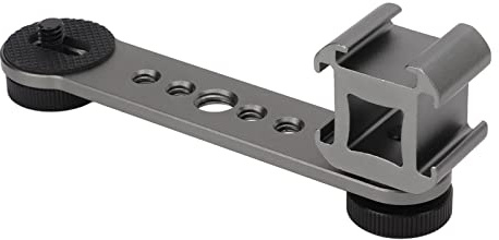 Generic Tragbare Dreifache Kaltschuh-Montageplatte, Multifunktionaler Mikrofonständer-Montageadapter aus Aluminiumlegierung für LED-Licht (tief grau)