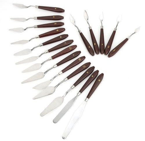 Vistreck 18Pcs Paint Scraper Knife Set with Plastic Handles for Oil Painting and Art Supplies (18pcs)