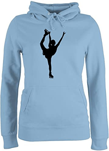 Pullover Damen Hoodie Frauen - Snowboard, Ski und mehr - Eiskunstläuferin Einzellaufen - XL - Hellblau - hoody eiskunstlauf für skifahren eislauf oberteile wintersport iceskate pulli eislaufen