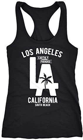 Neverless Cooles Damen Tank Top Los Angeles California LA Palme Racerback schwarz M
