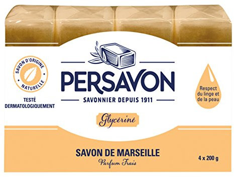 PERSAVON Savon de Marseille glycérine 200 g 4 Pièces - Lot de 2