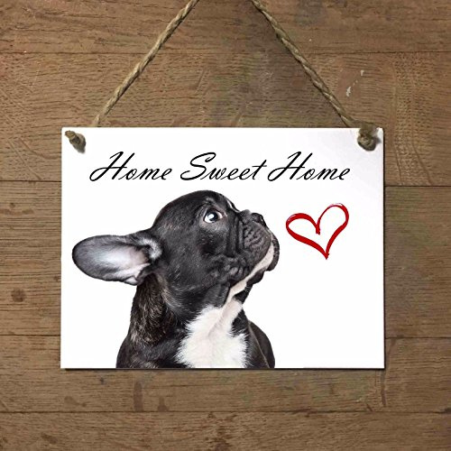 Bulldog Francese Mod 2 Home Sweet Home - Cartel de cerámica con diseño de perro