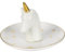 Ho Sho 38-1F-048 Porte-bagues Licorne Blanc et doré Présentoir à bagues et bijoux Céramique D12,5 x H10 cm