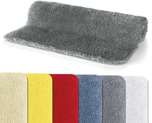 Spirella Badteppich Badvorleger Duschvorleger Fino Supersoft Hochflor waschbar, rutschfest Badematte 50x80 cm – Grau, Grey, 50 x 80 cm