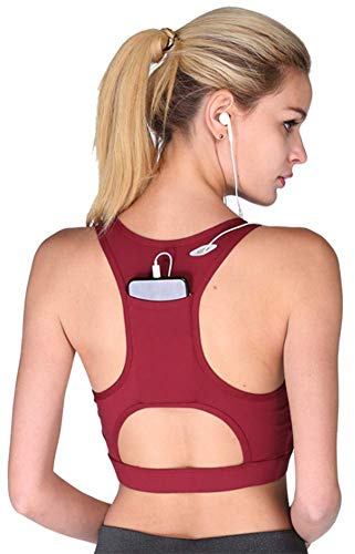 DMYG Sport BH Yoga BH Fitness BH High Impact Back Pocket Sports Bra Racerback Activewear Bras Mit Padded Für Running BH Für Damen