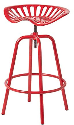 Homescapes Vintage Barhocker Traktorsitz rot - Farmhaus Barstuhl Metall Retro Thekenstuhl - höhenverstellbar bis 74cm