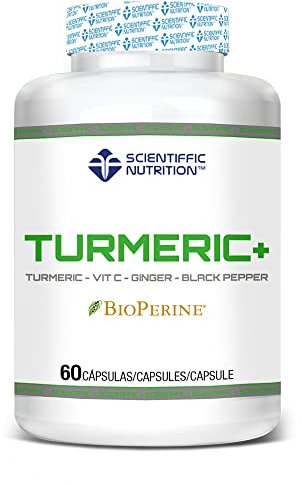 Scientiffic Nutrition - Turmeric+ con Bioperine® Complemento Alimenticio a Base de Cúrcuma y Pimienta Negra, Antiinflamatorio, 60 Cápsulas.