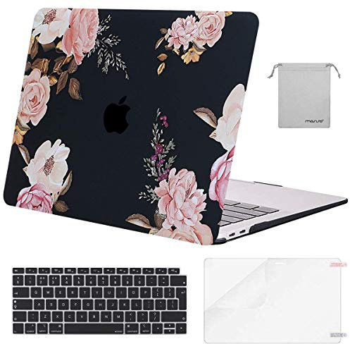 MOSISO Hülle Kompatibel mit MacBook Air 13 Zoll 2022 2021 2020 2019 2018 A2337 M1 A2179 A1932,Plastik Harte Schale Case&Tastaturschutz&Displayschutz&Lagertasche,Rosa Pfingstrose