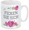 Herzbotschaft Tasse mit Motiv Modell: Ficken Sie Sich.