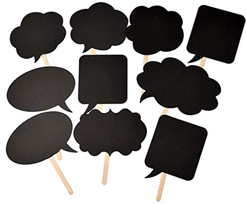 Photo Booth Props Kit,Writable Black Paper Card Board Photographing Props for Wedding Birthday Prom Party Favor(10pcs with Different Shapes)