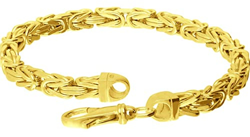 FILANGO Herren Armband Königsarmband mit Karabinerverschluss für Männer 925 Sterling Silber + 24 Karat Vergoldung Goldfarben 5 mm Stärke 23 cm Länge