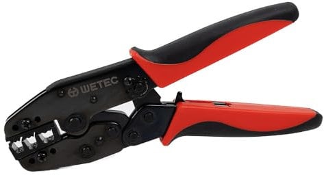 WETEC Crimpzange für 15-25-35 mm² | Für isolierte & nicht isolierte Aderendhülsen nach DIN 46228, mit Ratschenmechanik & Druckpunktentriegelung | Presszange, Aderendhülsenzange, Zange