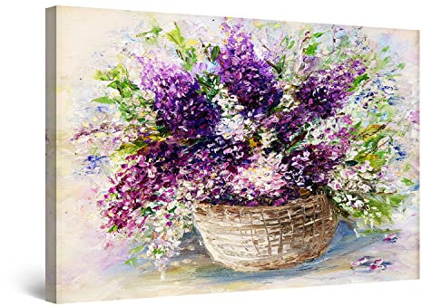Startonight Bilder Flieder Blüte - Leinwandbilder Moderne Kunst - Natur Wanddeko Kunstdrucke, Wandbilder XXL Wohnzimmer Groß Wand Bild 80 x 120 cm, Tag Nacht Effekt, Elegante Geschenkidee Wand Deko