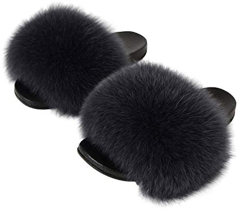 FOLOBE Pantofole da Donna in Pelliccia Sintetica con Peluche Morbido, Ciabatte da Casa Antiscivolo Piatte