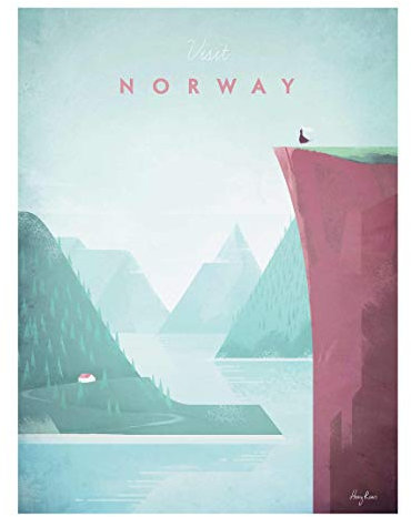 Bilderwelten Glasbild - Reiseposter - Norwegen 100 x 75cm