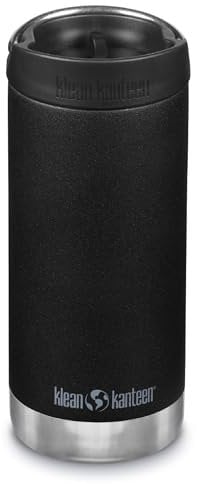 Klean Kanteen Unisex's TKWide 12 oz (con tapa de café), botella negra, 1 EA