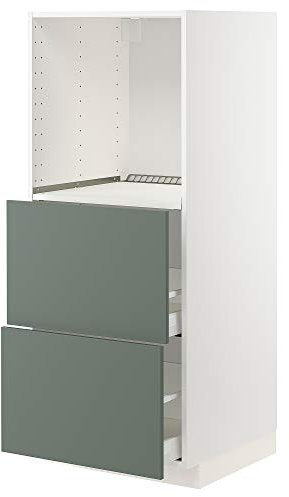 MAXIMERA/METOD Hochschrank mit 2 Schubladen für Backofen 60x61,6x148cm weiß/Bodarp grau-grün