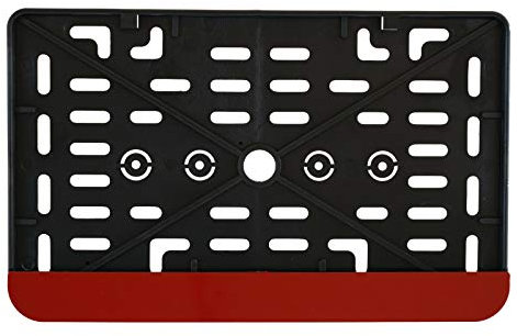 1x Kennzeichenhalter Nummernschildhalter Made in EU 240 x 130 mm 24 x 13 cm (für Roller Moped Traktor Anhänger Motorrad Hänger) Material ABS Kunststoff Schwarz (Unlackiert) Mit Dunkel Rot Leiste