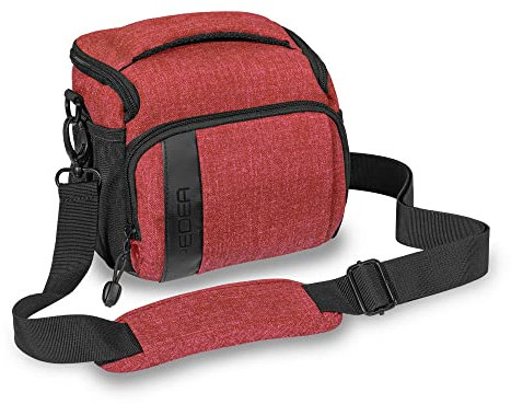 Pedea Kameratasche Fashion für Spiegelreflex DSLR SLR Spiegelreflexkamera Fototasche für DLSM Systemkamera mit Regenschutzhülle für Zubehör und Objektive, Gr. L rot
