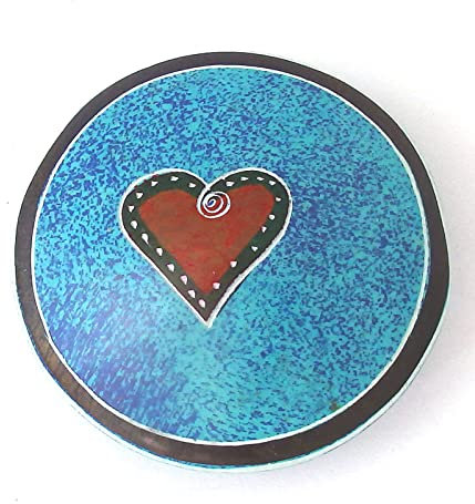 Carafe ronde bleue avec cœur - Diamètre : env. 4 5 cm.