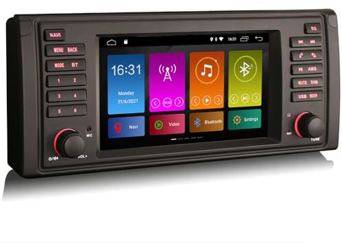 Erisin 7 Pouces Android 13 Autoradio Bluetooth Navigateur GPS pour BMW Série 5 E39 E53 M5 X5 Stéréo Support CarPlay WiFi DSP Dab+ USB FM/AM Radio RDS OBD2 Écran Tactile Canbus Commande au Volant