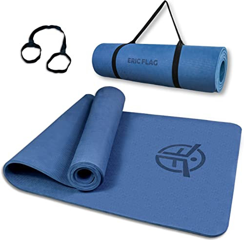 Eric Flag gymnastikmatte 8 mm dicke, bequeme und haltbare TPE-Sportmatte für Gymnastik, Heimfitness, Yoga und Pilates - Rutschfeste, breite und faltbare Yogamatte, Abmessungen 181 cm x 61 cm x 0,8cm