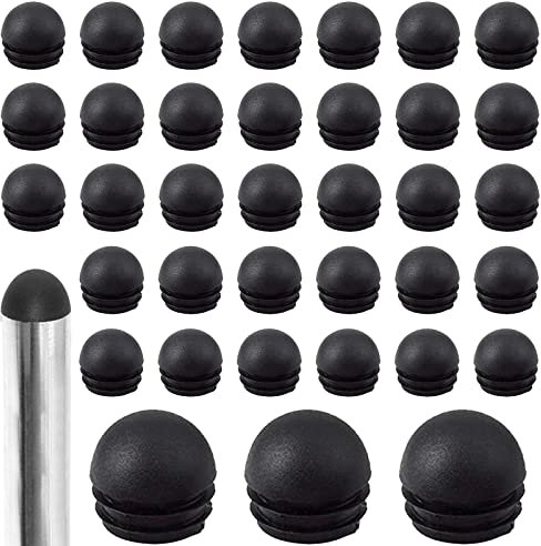 HJYZY Lot de 50 bouchons ronds de 22 mm - Avec tête sphérique - Pour tubes ronds - Noir