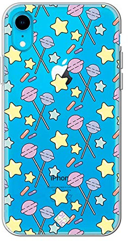 Movilshop Case for [iPhone XR] Authentic Drawing [Cupachups] Flexible Silicone Gel Case Cover for Smartphone.