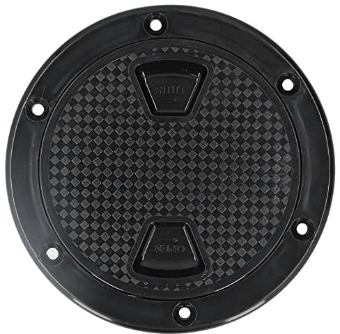 Aramox Circular Marine 4 Boat Round Non Slip Inspection Hatch, Boat Deck Plate ABS Round Anti‑UV Inspection Hatch Cover Marine Accessory Black