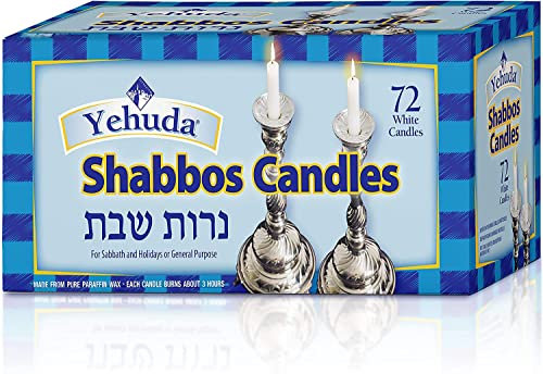 Yehuda Candele Shabbos bianche da 3 ore (72 pezzi) candele tradizionali Shabbat da tavola per la casa
