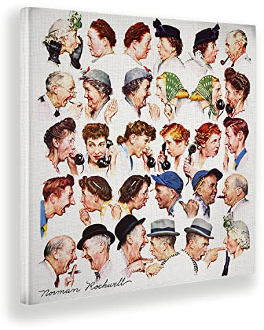 Giallobus - Gemälde - Norman Rockwell - Gossip - Leinwand - 50x50 - Bereit zum Aufhängen - Moderne Gemälde für zu Hause