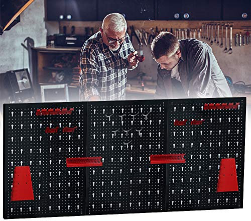 VA-Cerulean Pared de agujeros para herramientas, pared de herramientas de metal con 17 piezas de ganchos, pared perforada, placa perforada, soporte para herramientas para taller