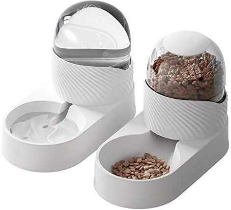 Automatic Pet Feeder Dispenser Set - 2L Outdoor Pet Food and Water Dispensers Bottles for Dog, Cat, white Automatic Pet Feeder,Dog Water Automatic Pet