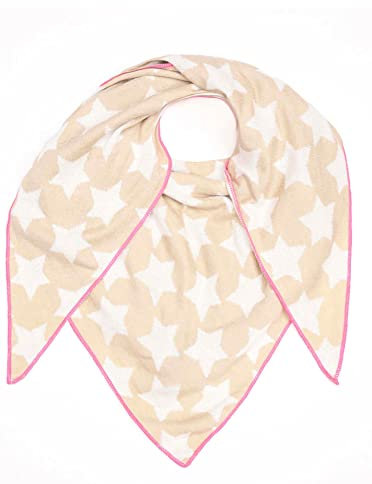 Zwillingsherz Dreieckstuch Stola Schal mit Wolle für Damen - Hochwertiges Baumwoll-Halstuch im Sternmuster – Damenschal Übergangsschal - Strick-Waren für Frühjahr Sommer Herbst Winter