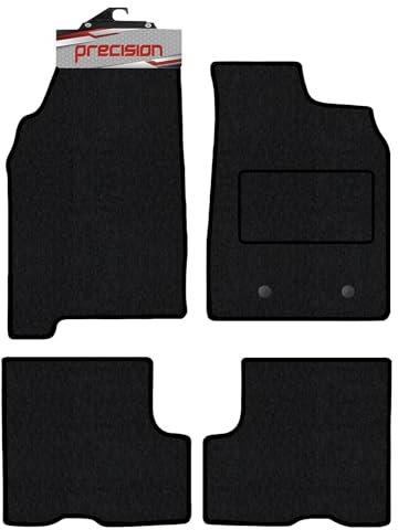 Precision - Tailored Car Mats - Intended for Dacia Duster 2018-2022 - 4 Piece Set - Non-Slip Floor Mats - Black Carpet - Silver Check Binding - Fittings Clips - SFP