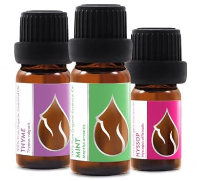 3er Set Atme durch Ätherische BIO-Öle Thymian (10ml) + Minze (10ml) + Ysop (5ml) | 100% Naturrein | Unverdünnt | BIO-zertifiziert | Spitzenqualität aus Familienbetrieb | Ohne Gentechnik | Vegan