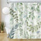 Uiiooazy Duschvorhang 180x240cm, Duschvorhang Grün Anti Schimmel Blau Grau Blätter Eukalyptus Pflanzen Duschvorhänge Wasserdicht Polyester Stoff Waschbar Bad Vorhang mit 12 Haken für Badezimmer