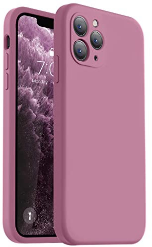 Vooii Compatible with iPhone 11 Pro Max Case, Upgraded Liquid Silicone with [Flat Edges] [Camera Protection] [Soft Anti-Scratch Microfiber Lining] Phone Case for iPhone 11 Pro Max - Lavender Purple
