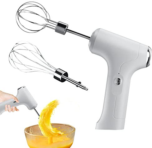 Batteur à Main - Mélangeur à Main sans Fil Rechargeable avec 2 Têtes,Batteur électrique en Acier Inoxydable avec Batterie 1200mAh, Robinet de Cuisine Portable pour Whisper Facile, Cuisson, Gâteau