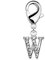beyoutifulthings Damen Charm-Anhänger Buchstabe W Silber Zirkonia Clear Bettel-Armband Charm-träger Fuß-kettchen Hals-kette Chirurgenstahl