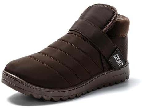 JOMIX Pantofole Stivali Invernali Uomo Ciabatte Chiuse Calde da Casa Scarpe Mocassini da Inverno Babbucce Pelose Comode con Chiusura a Strappo MU8662-8 (Marrone, 43)