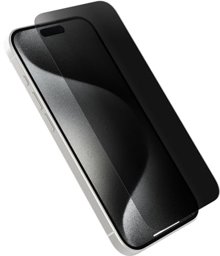 OtterBox Premium Pro Privacy Glass Screen Protector for iPhone 15 Pro, Tempered Glass, Superior Scratch Protection, Survives Drops up to 6ft, Antimicrobial Protection, No Retail Packaging