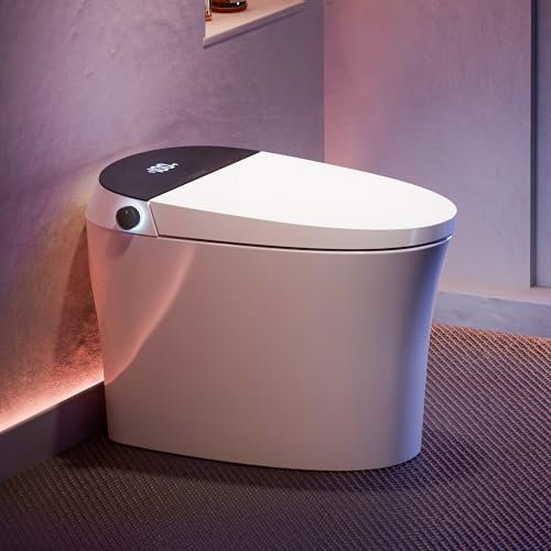CANEST Smart bathroom, toilet with integrated bidet with LED display, night light, foot sensor operation, hot water sprayer and dryer, heated bidet seat with toilet