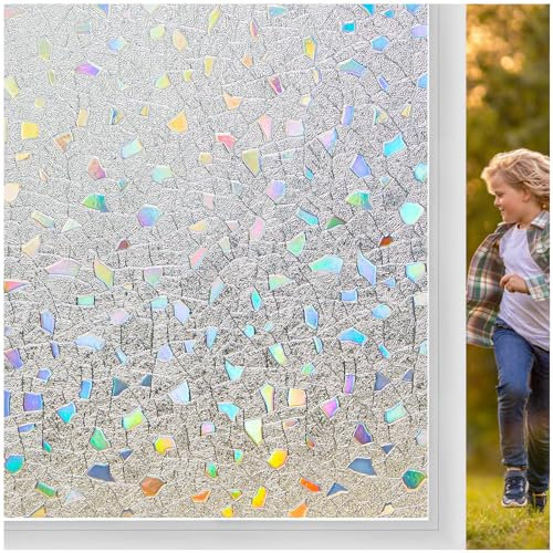 Lifetree Fensterfolie Blickdicht Milchglasfolie Selbstklebend Sonnenschutzfolie Sichtschutzfolie Fenster Folie Anti-UV für Küche, Badezimmer und Büro 60x200 cm Motif