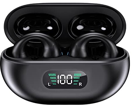 DIERI YYK-Q80 Wireless Earbuds Headphones with Earhooks Built-in 350mAh Battery Clip-on Earphone BT5.3 Headset with HiFi Stereo
