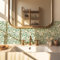 Alwayspon Adesivo per piastrelle, foglie di piante verdi, autoadesivo, per bagno, cucina, paraspruzzi, in vinile, 10 pezzi x 15 cm