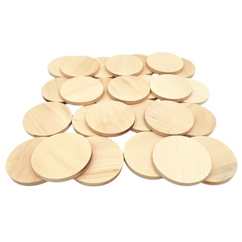 Lot de 100 disques ronds naturels non finis, cercles vides en bois, ornements de bricolage (5 cm)